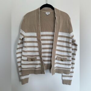 J. Crew Classic Striped Open Front Cardigan with Gold Button detail - Small